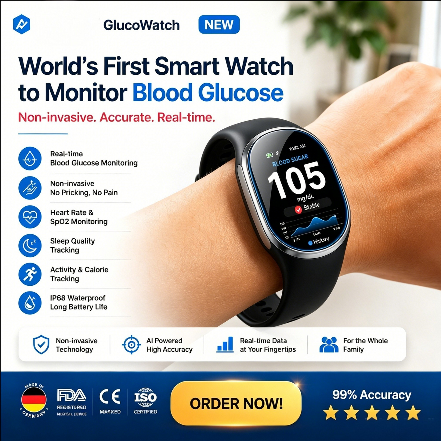 🎉 75% OFF Launch Offer🏆Aurora Tech™ Wrist Biotracker | 99.13% Accuracy • Non-Invasive Technology